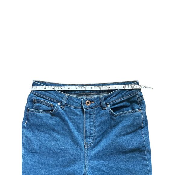 Massimo Dutti Womens Jeans Semi Flared Sz 4 Denim High Rise Medium Wash Stretch - Picture 6 of 9